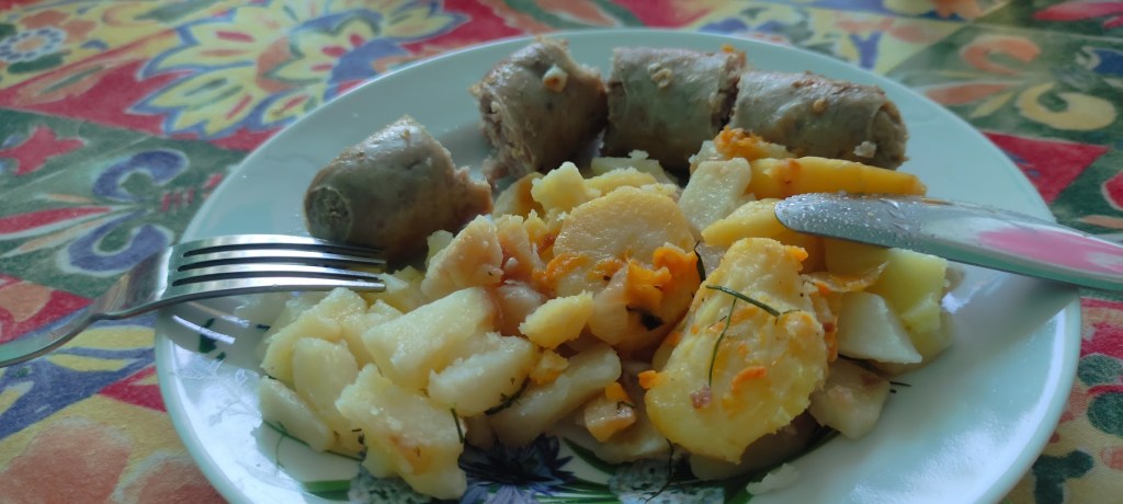 Sausage and fried potato Belarus style